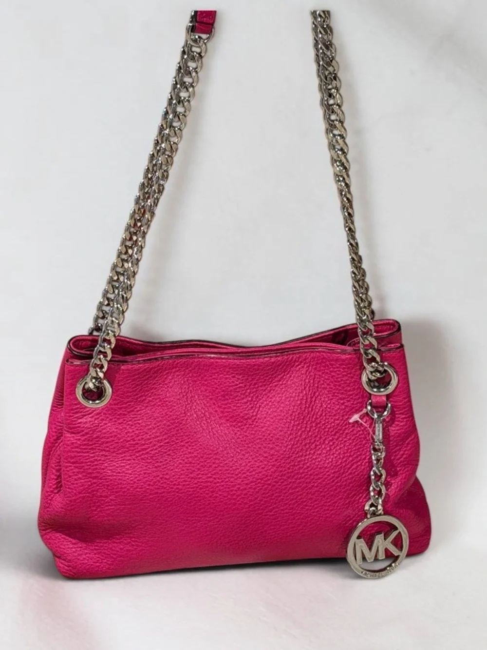 Michael Kors Jet Set Shoulder Bag Fuchsia Pebbled Leather